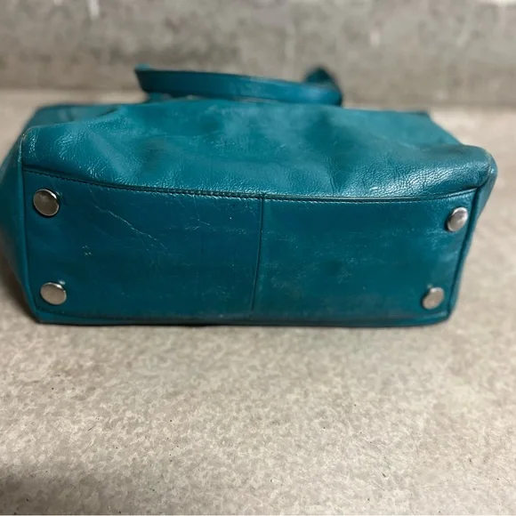 Fossil Sydney leather tote bag turquoise/teal pre owned - Picture 14 of 16